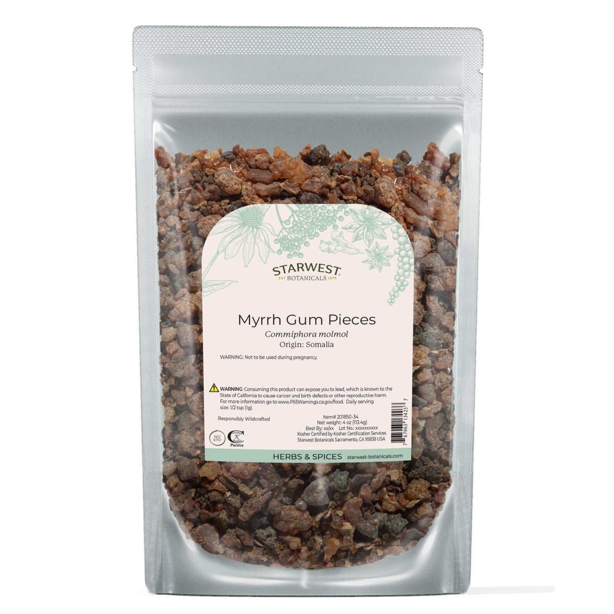 Starwest Botanicals myrrh gum pieces ideal for incense blends and natural crafts.