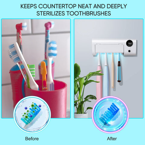 StarWin UV toothbrush holder four slots fitting family toothbrushes