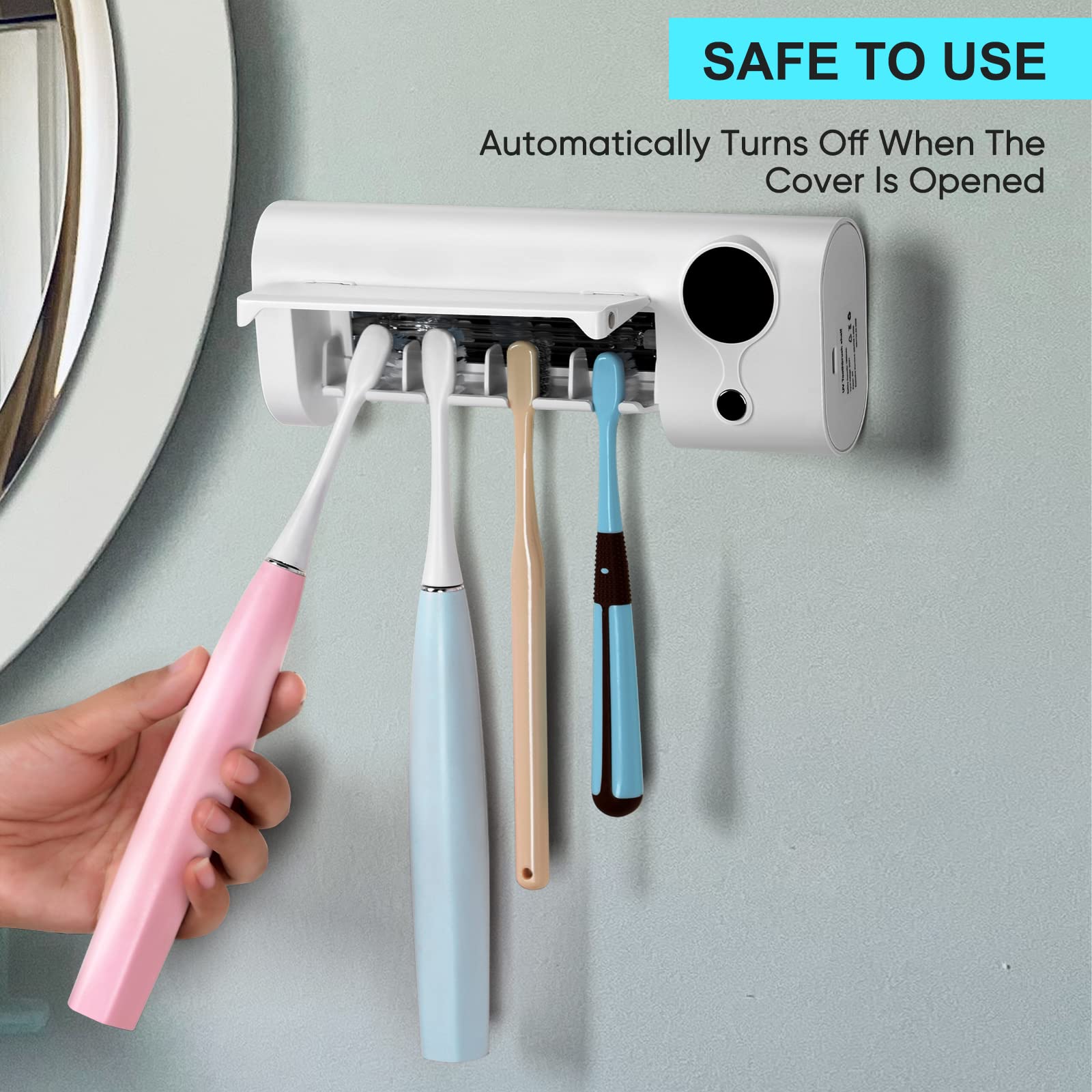 StarWin UV toothbrush holder auto shut-off for enhanced safety around kids