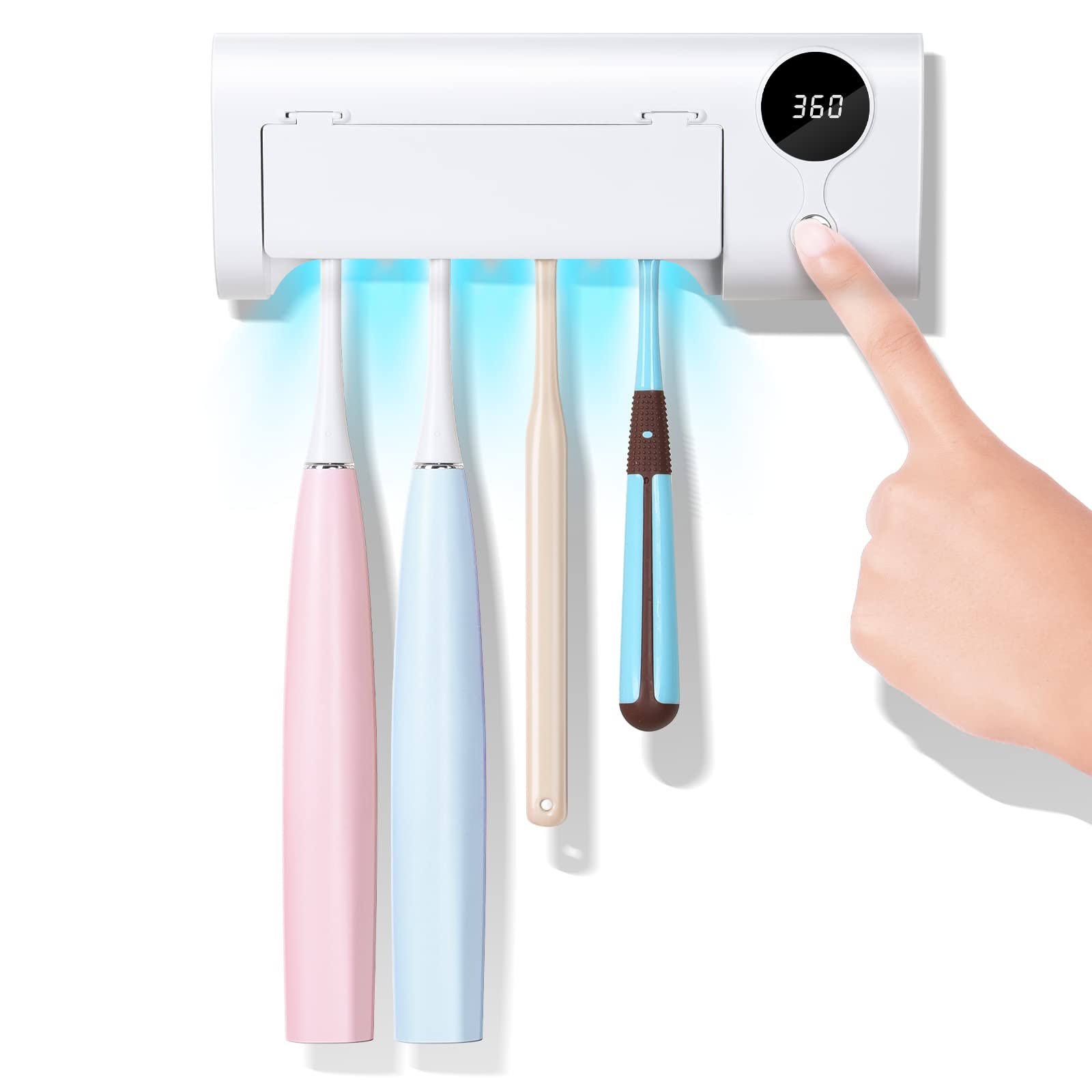 StarWin UV toothbrush holder timer showing a 6-minute cleaning cycle for efficient setup