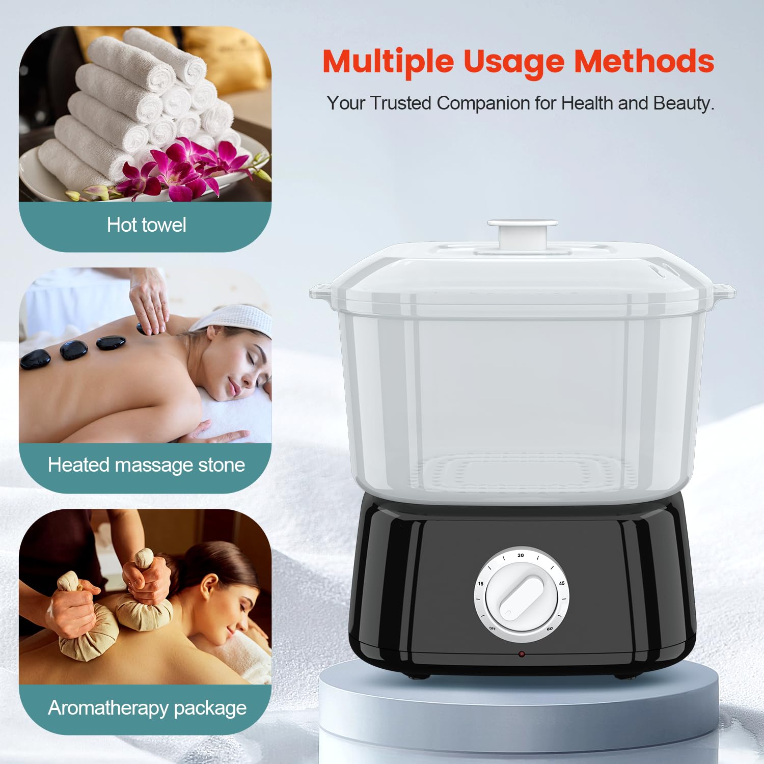 StateRiver towel warmer holds six towels and twelve facecloths neatly