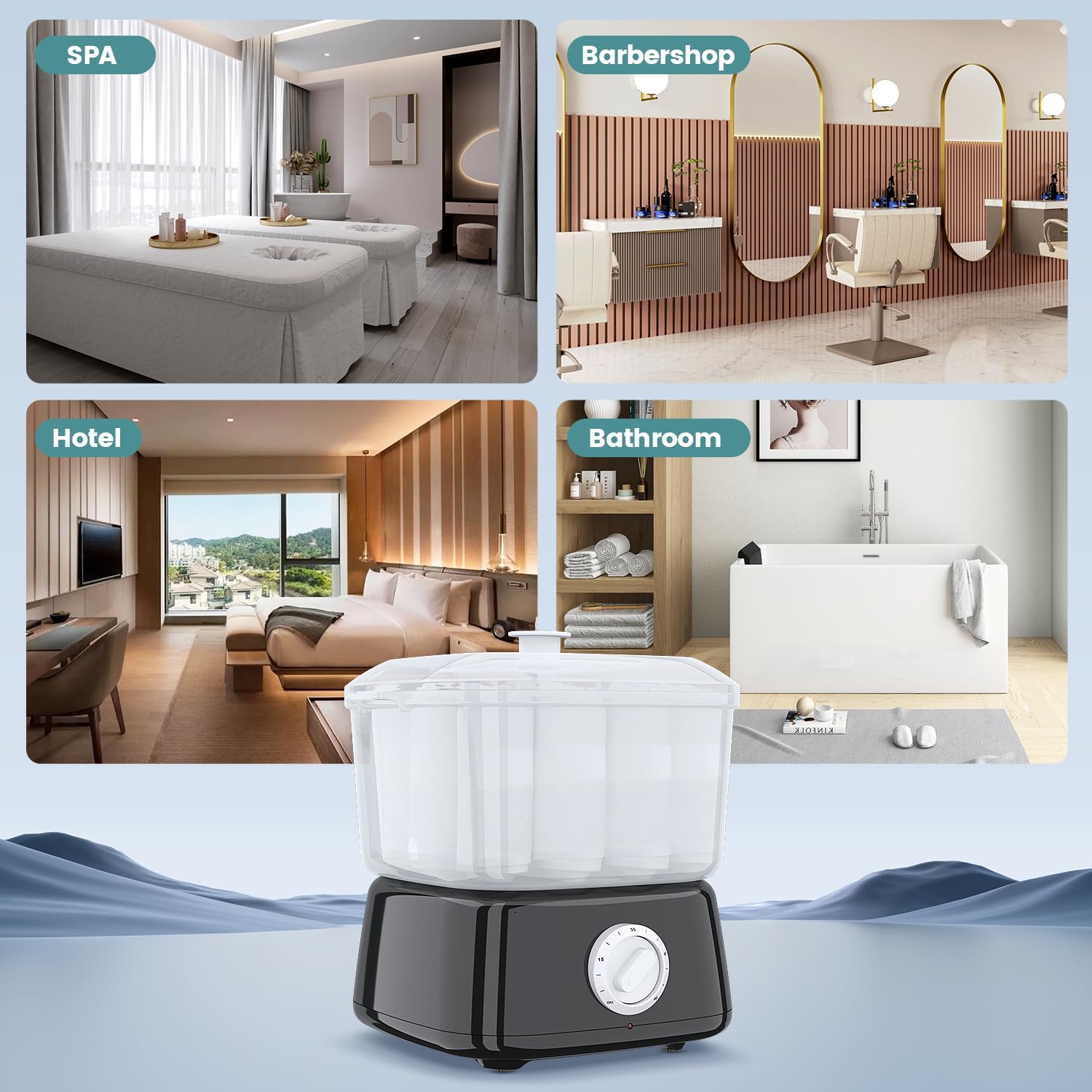 StateRiver towel warmer in a spa or salon setup for facial sessions