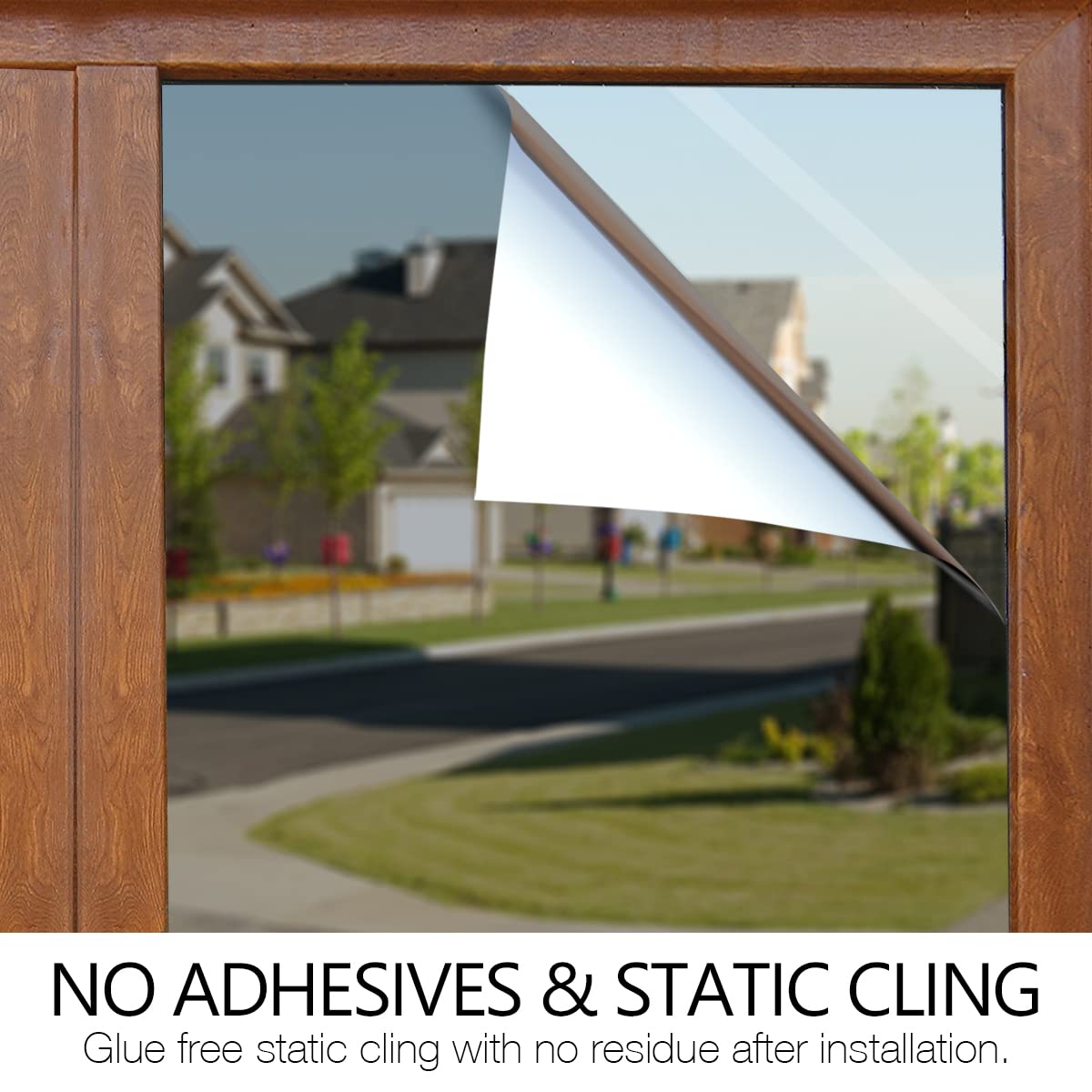 STATINT Window Film black-silver finish adds a modern reflective look.