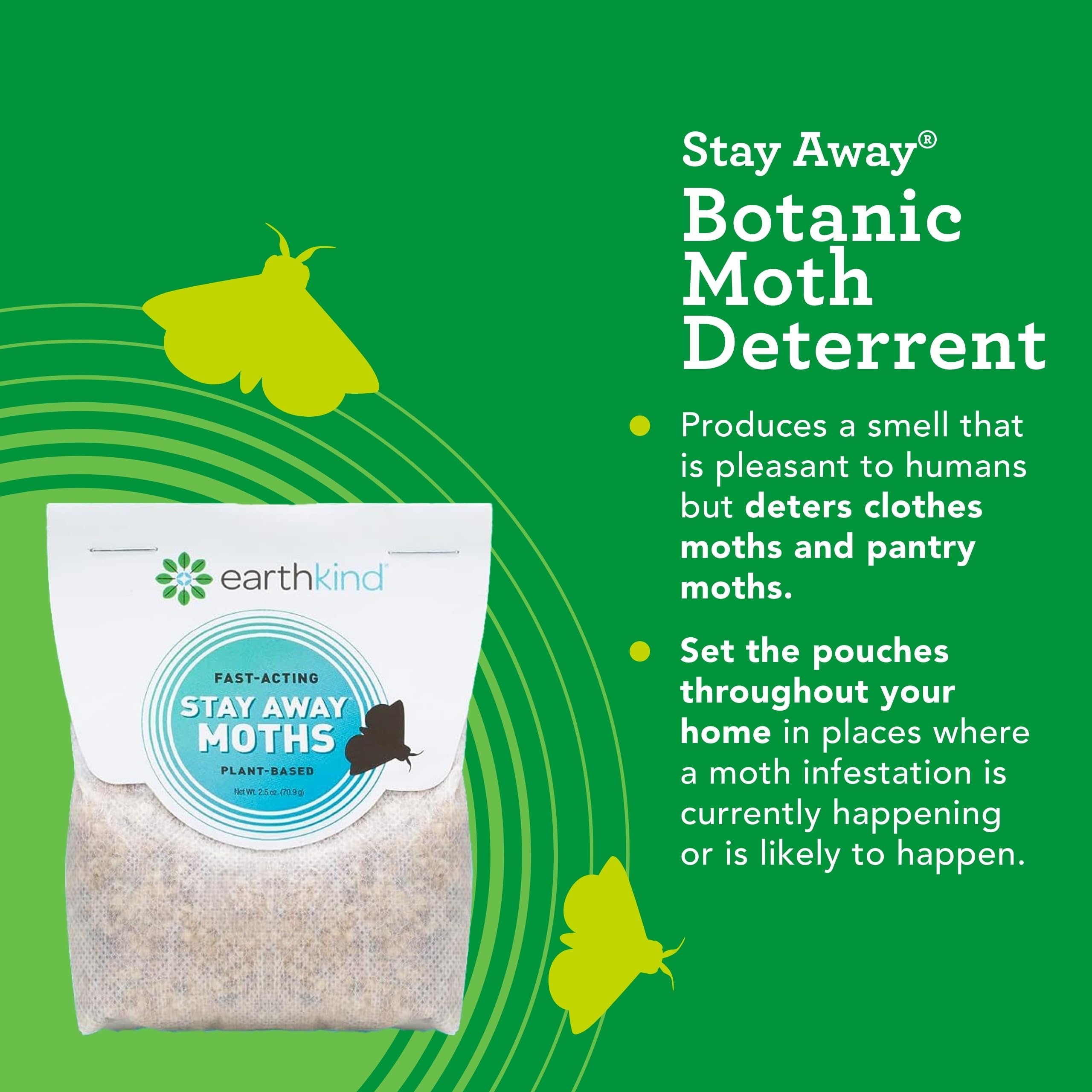 Stay Away EarthKind Moths pantry pouch helps deter pantry moths with natural botanical oils.