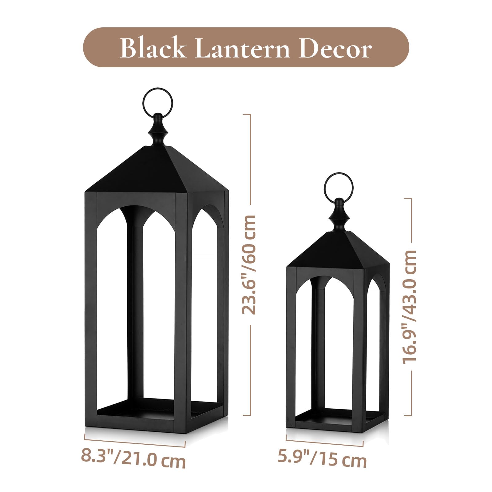 Staymoment metal lantern with hanging ring for easy transport and placement.