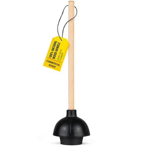 SteadMax heavy-duty toilet plunger cup close-up showing a strong seal for stubborn clogs