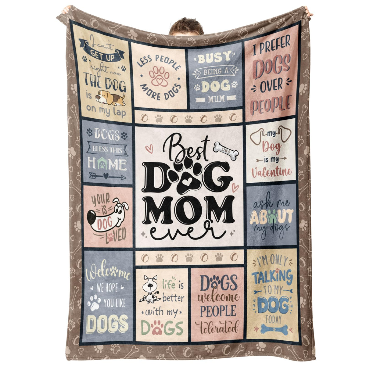 SteadStyle dog mom blanket with patchwork design for cozy relaxation