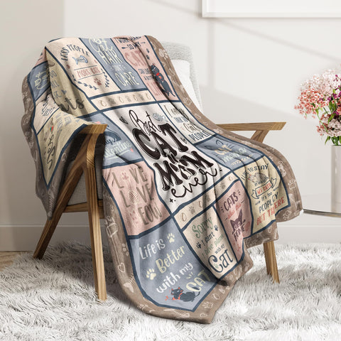 SteadStyle cat mom blanket while lounging with a cat on sofa