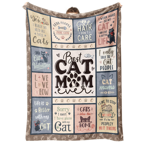 SteadStyle cat mom gift blanket on couch for cozy evenings