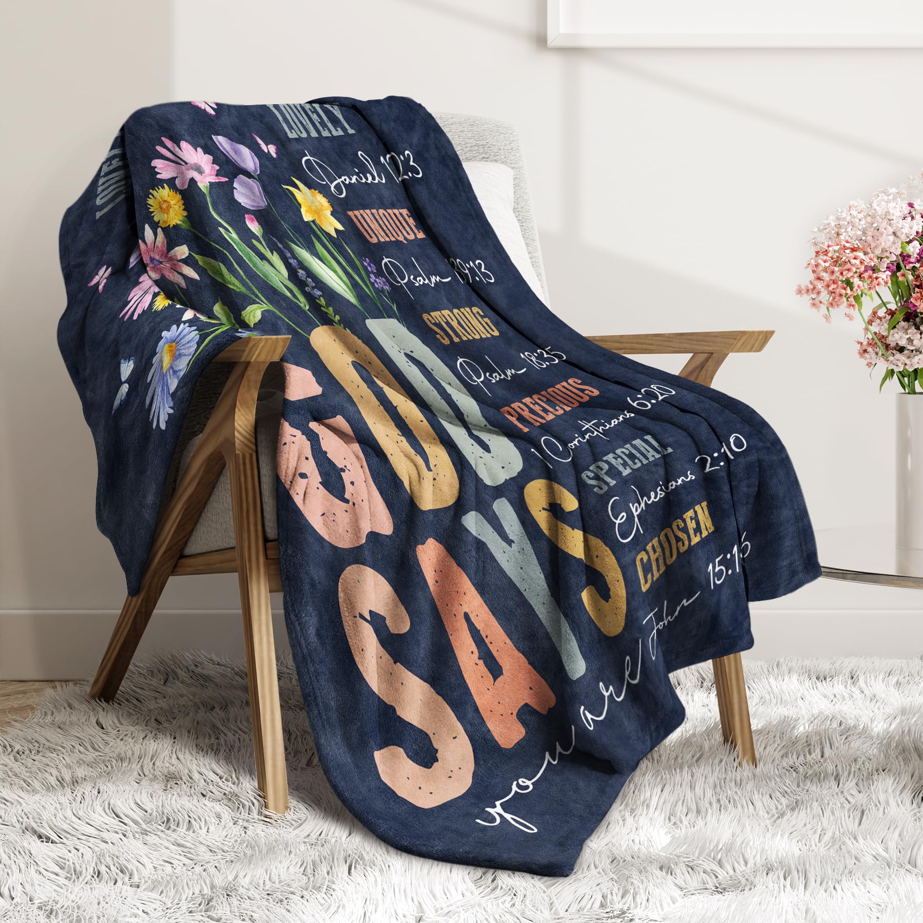 SteadStyle Christian floral throw blanket gift packaging ready for baptisms or birthdays