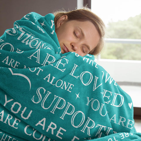SteadStyle Get Well Soon blanket outdoors during camping for lightweight comfort