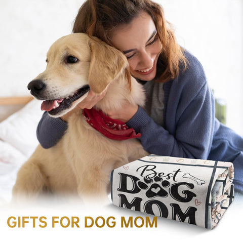 SteadStyle patchwork quotes blanket creates a dog-loving home ambiance