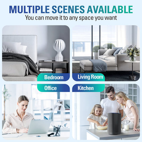 Stealth air purifier quiet operation emphasizes near-silent performance for bedrooms.