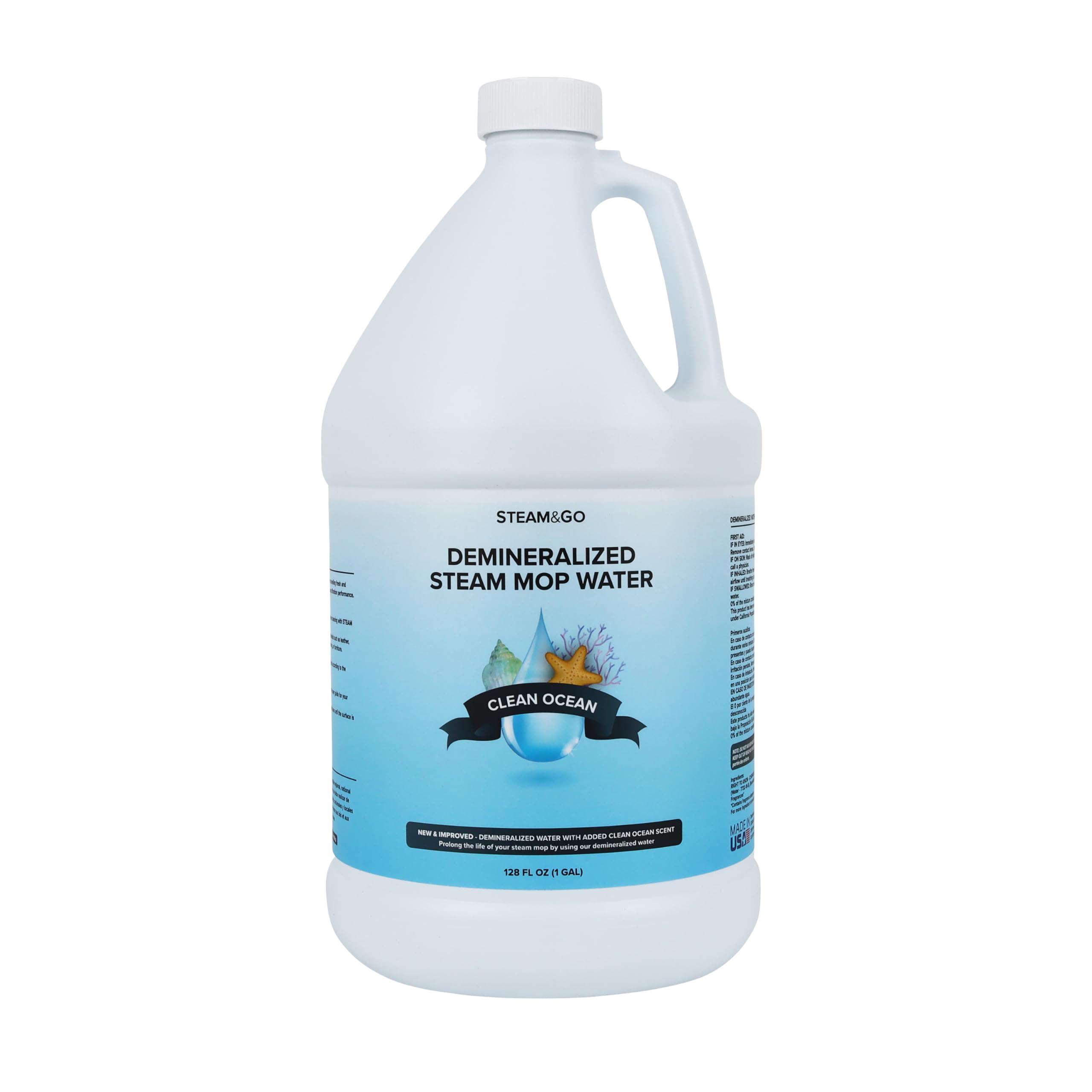 Steam & Go 1 gal bottle with ocean scent for fresh cleaning.