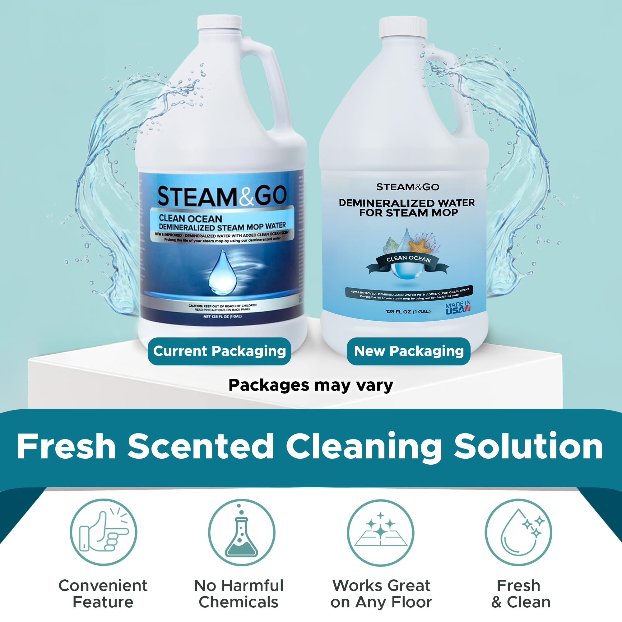 Steam & Go ready-to-use cap opening for effortless filling.