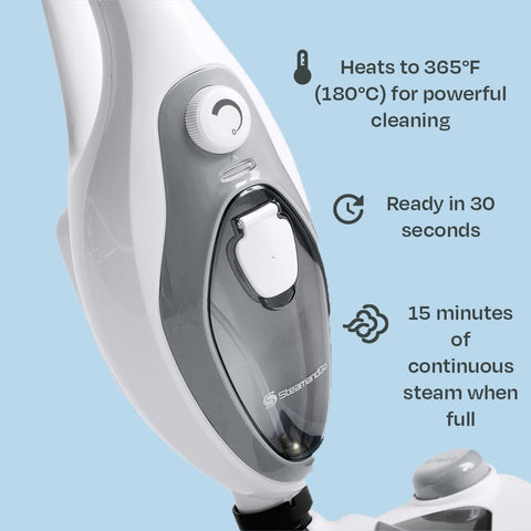 Steam & Go dual-tank technology: control water and solution for tough messes.