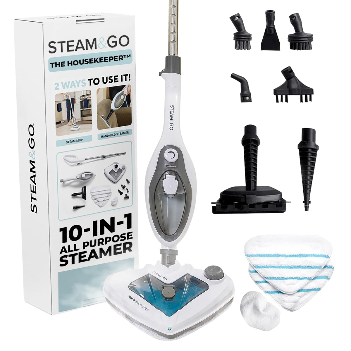 Steam & Go tile cleaning: the steam mop lifts grime for a chemical-free shine.