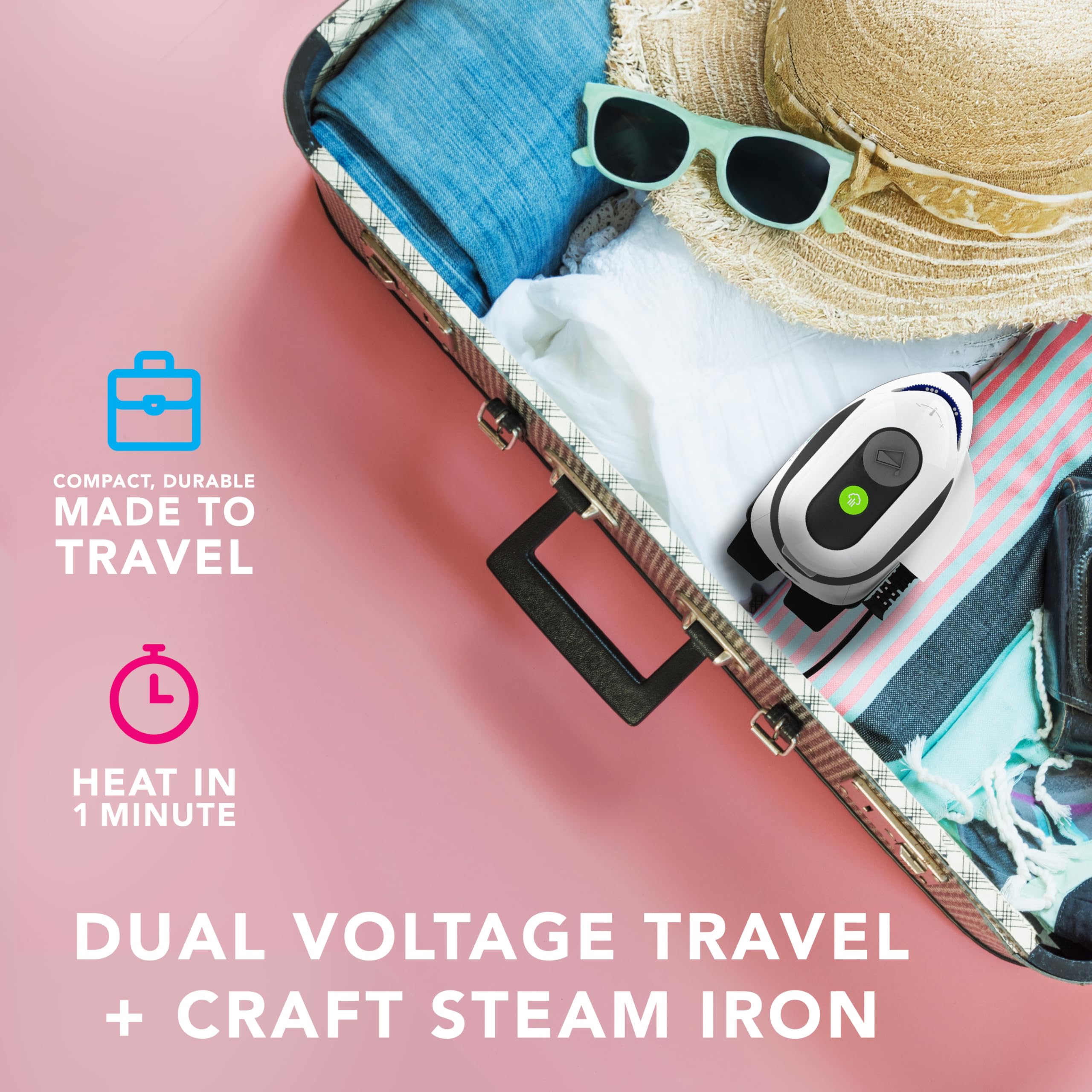 Steamfast Modal Dual-Voltage Iron featuring a soft grip for comfortable handling.