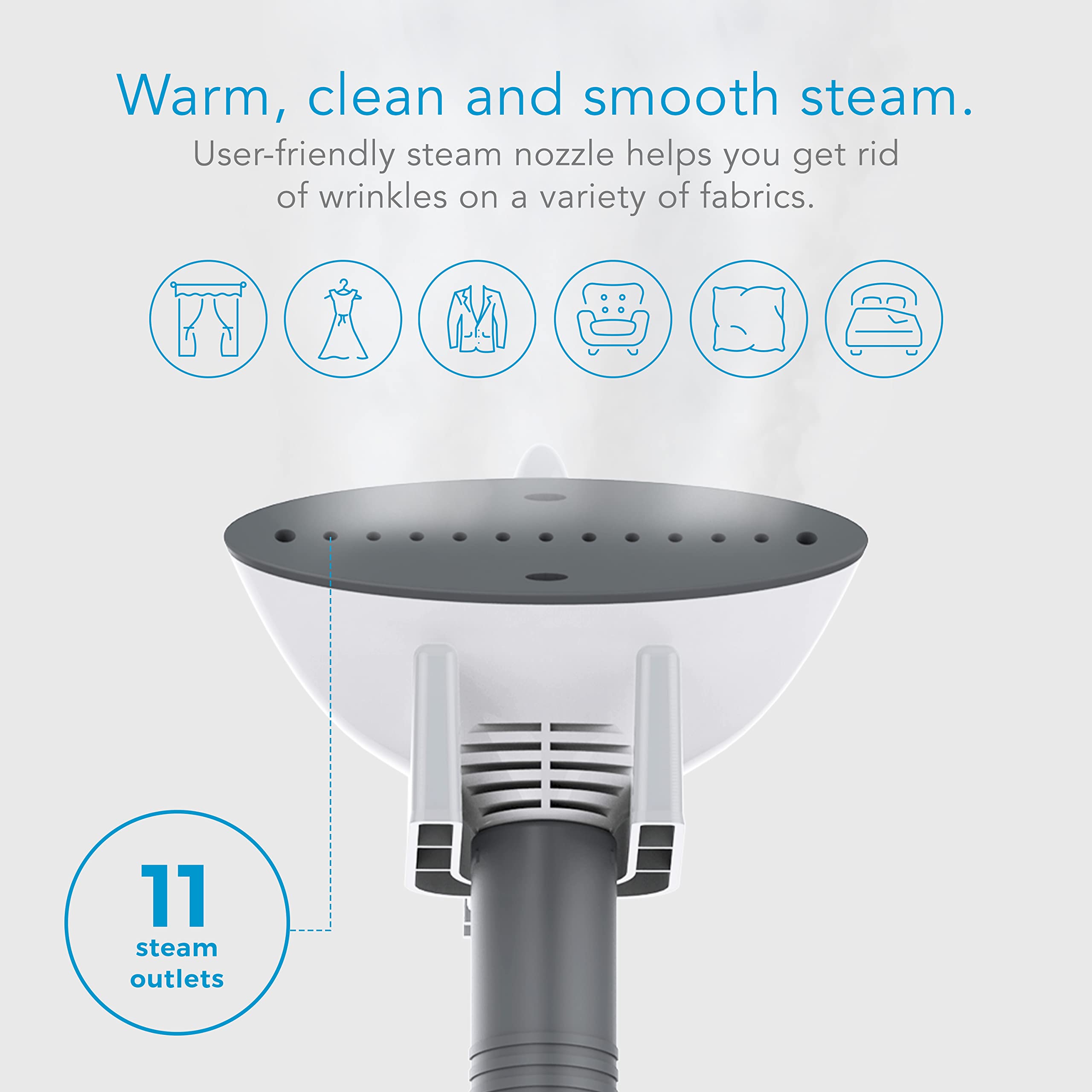 Steamfast SF-407 fabric brush attachment smooths upholstery and garments.