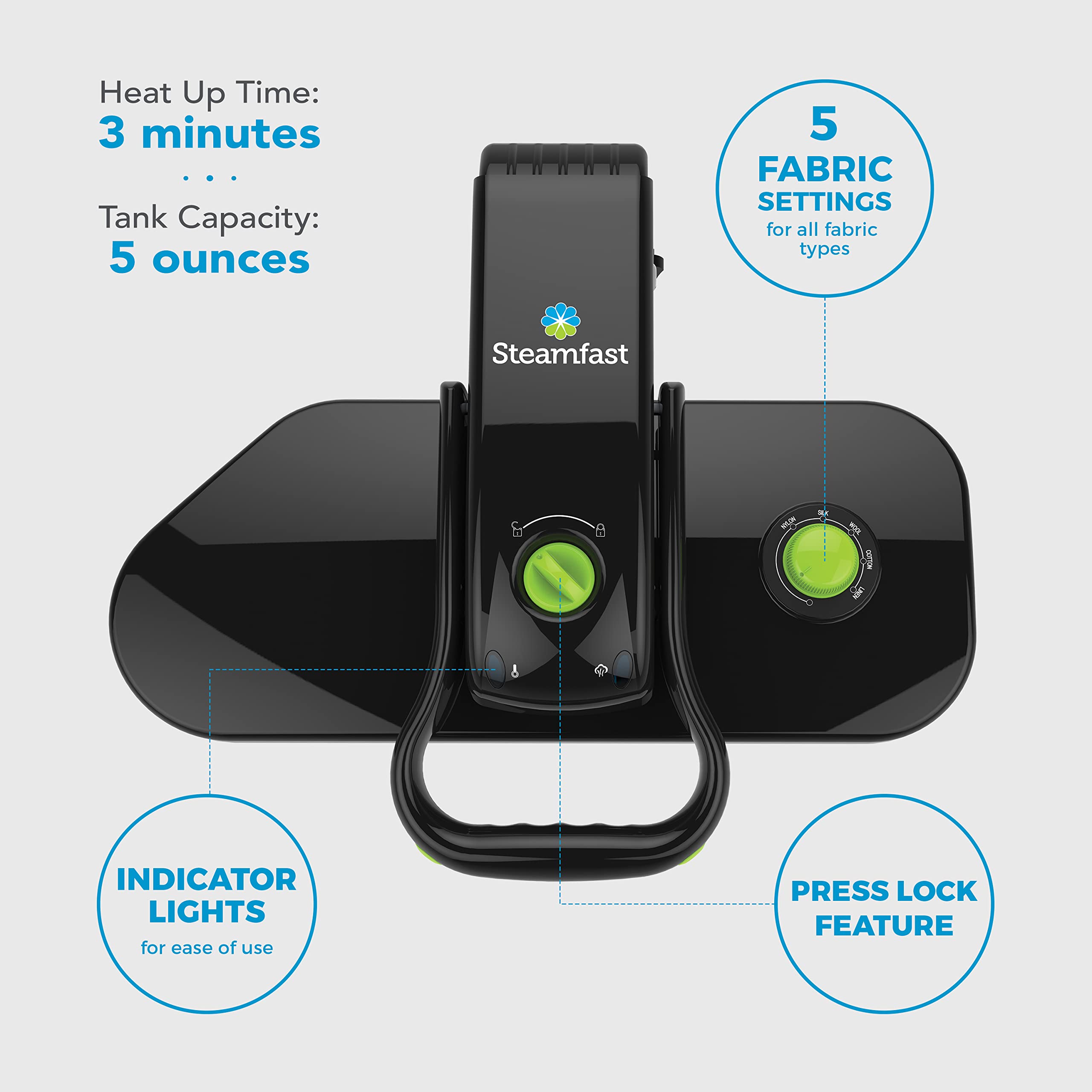 Steamfast SF-623 accessory kit includes spray bottle, pressing cushion, and measuring cup.