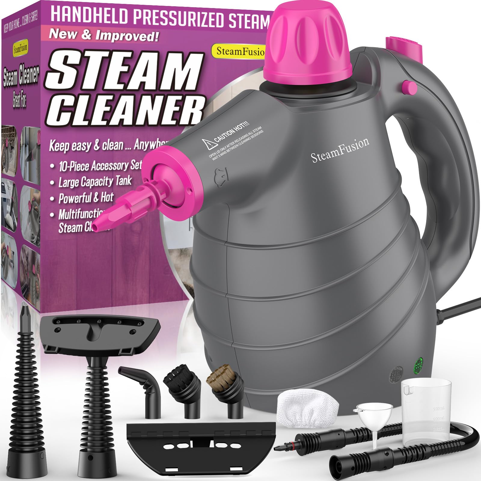 SteamFusion pressurized steam cleaner ready for quick home cleaning