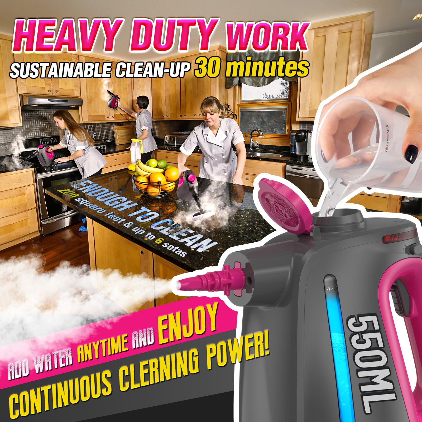 SteamFusion includes 11 accessories for versatile cleaning applications