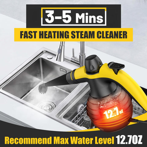 SteamWise angled nozzle targets tight corners for precise steam cleaning.