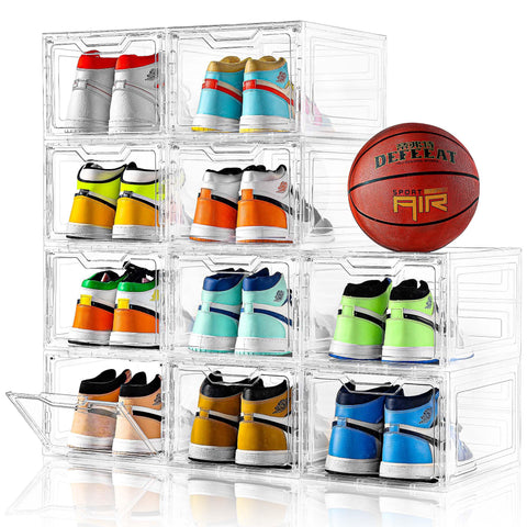 Stebopum 10-pack shoe boxes with a clear front door for quick viewing.
