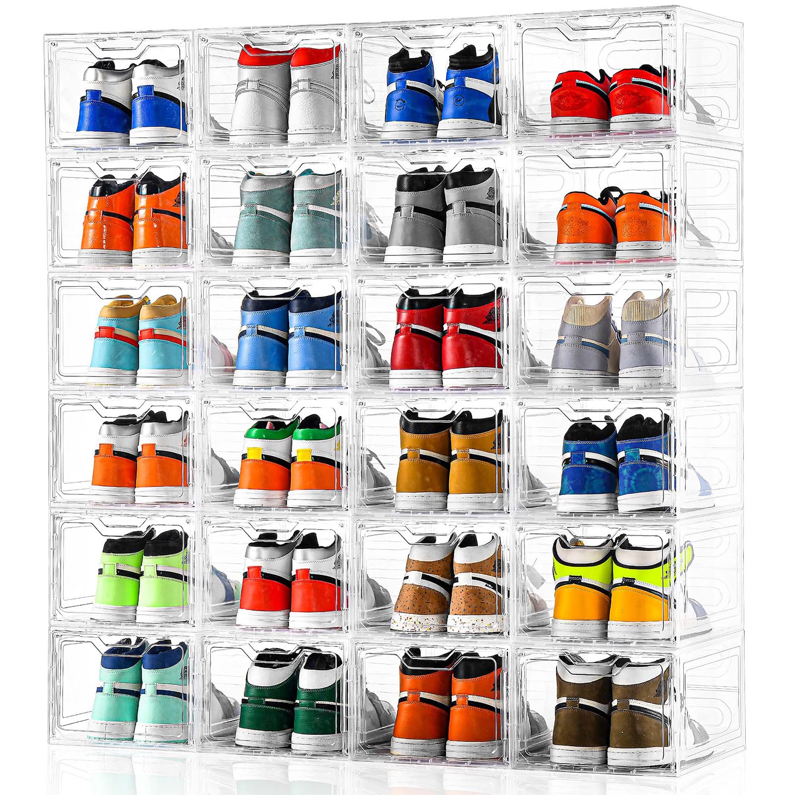 Stebopum easy-assembly shoe boxes ideal for organizing sneakers, boots, and flats.
