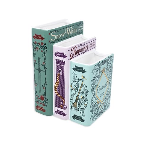 Steel Mill and Co triple book vase, top view, adds literary charm to shelves.