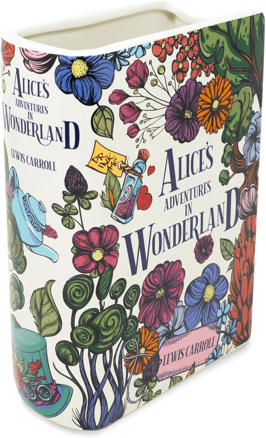 Steel Mill and Co book-shaped vase with cover art for literary shelf decor.