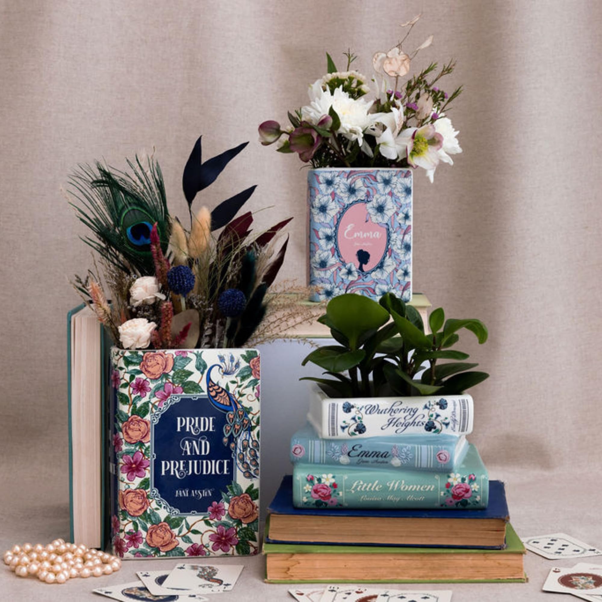 Steel Mill & Co book vase large size suitable for bouquets on a shelf