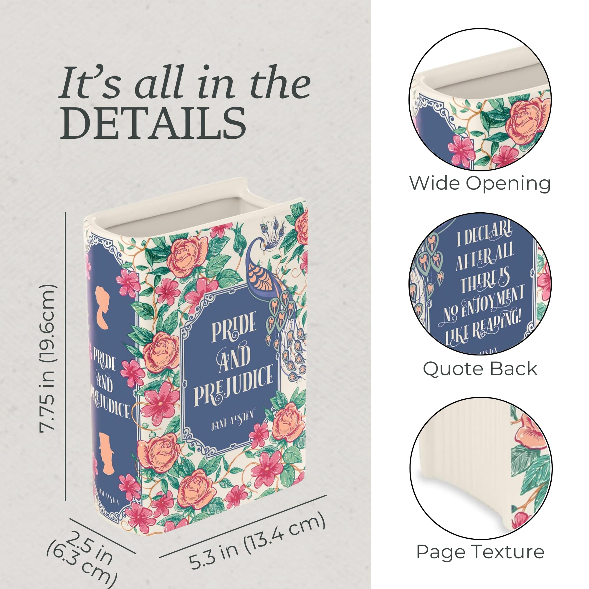 Steel Mill & Co Pride and Prejudice artwork cover visible on vase for bookish display