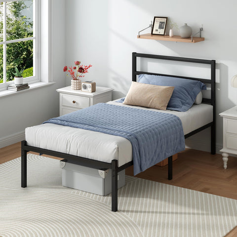 Steel Verve twin bed footboard complements a secure frame with a sleek look.