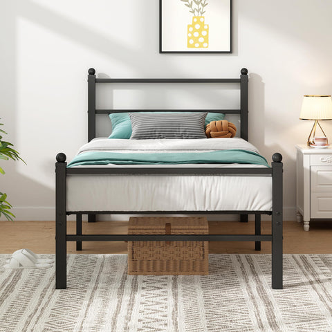 Steel Verve twin bed frame headboard view shows sturdy alloy steel support for stable sleep.