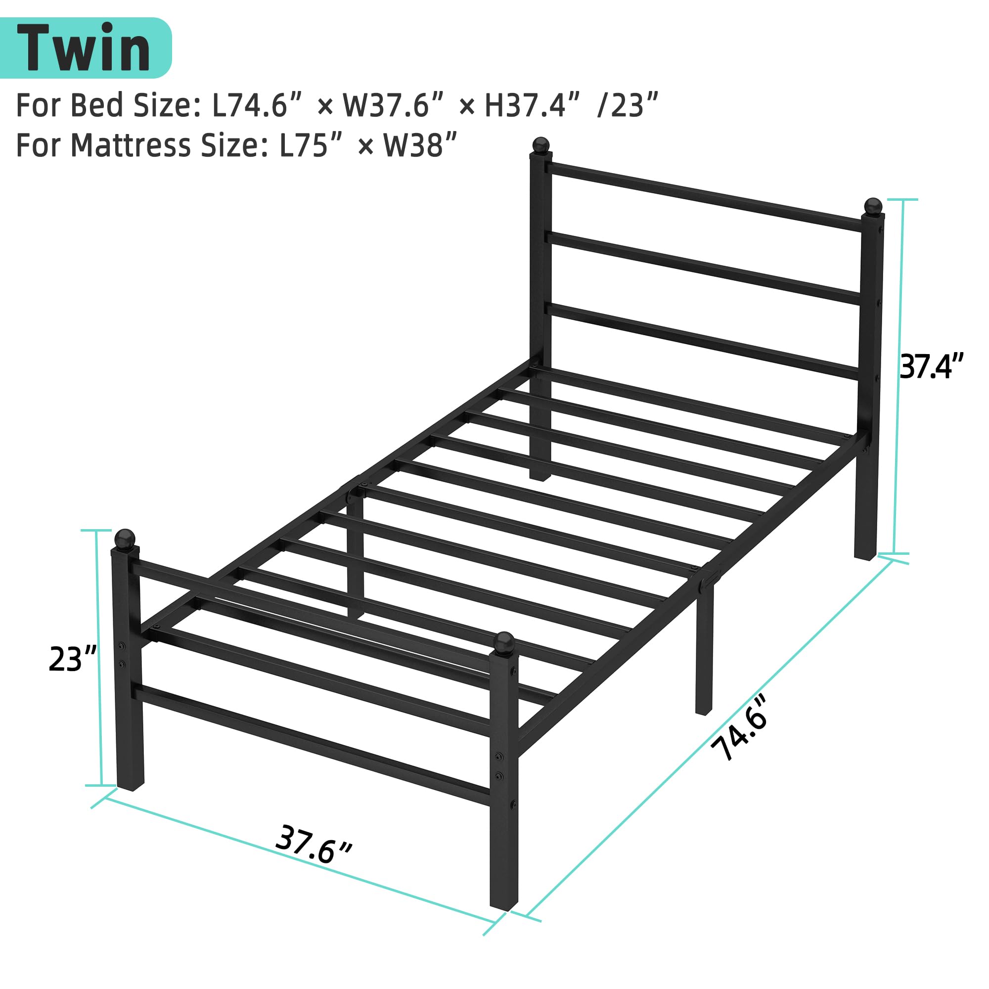 Steel Verve bed frame metal slats section demonstrates strong 14-inch platform support.