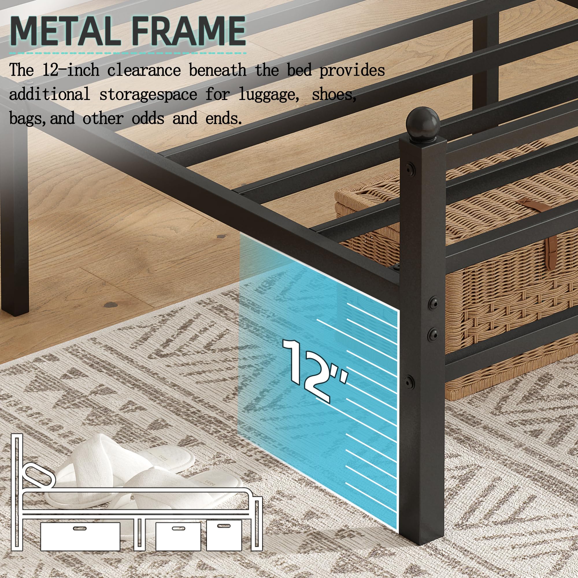 Steel Verve twin bed frame no box spring required demonstrates convenient mattress setup.