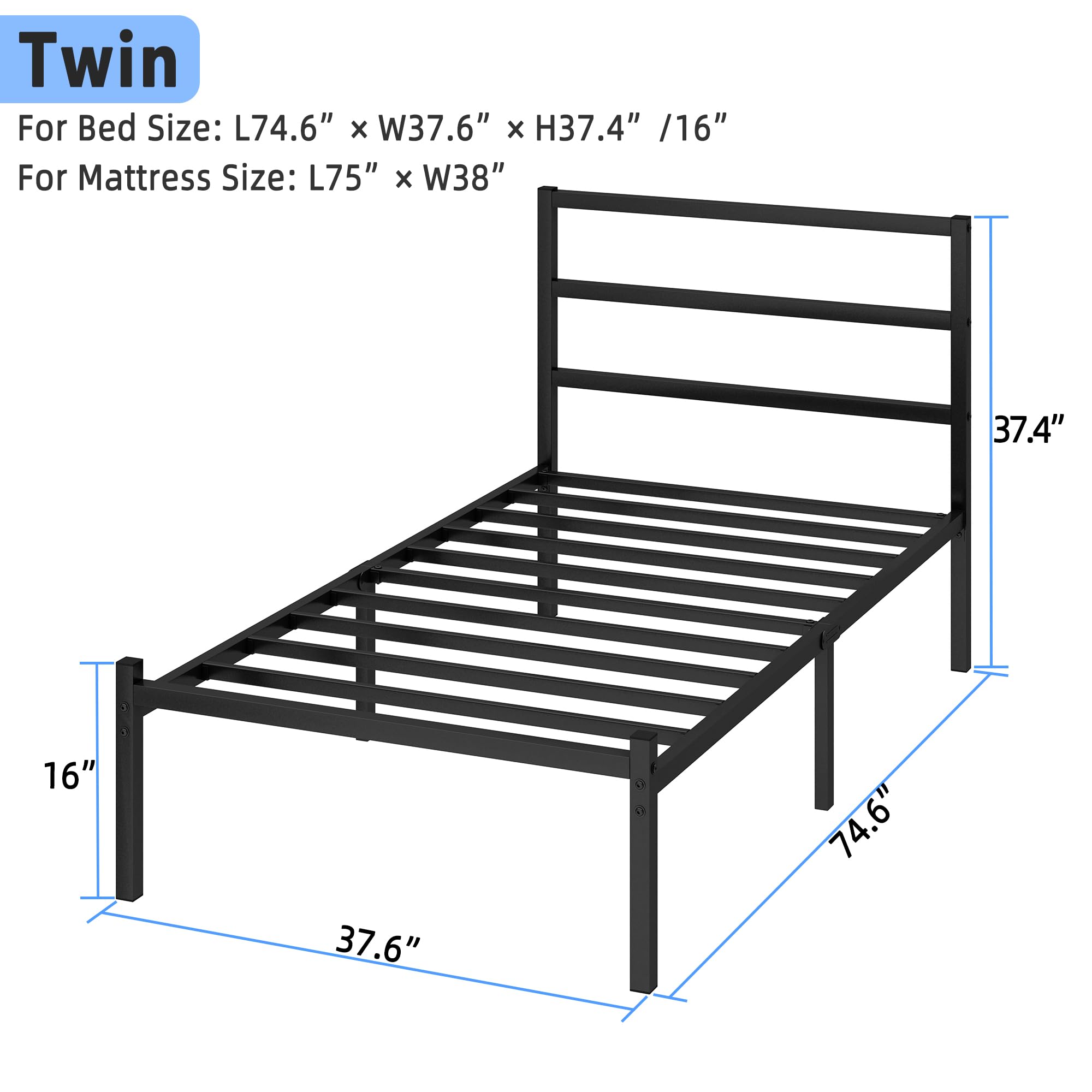 Steel Verve twin bed side rails deliver solid alloy steel stability.