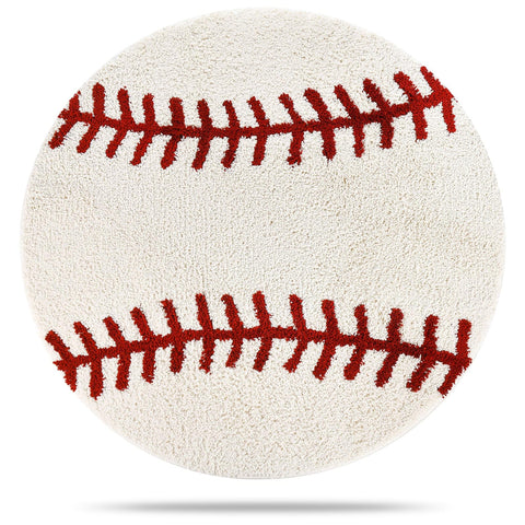 STEF Baseball Rug Round 36-Inch with vibrant baseball motif for a kid's room decor