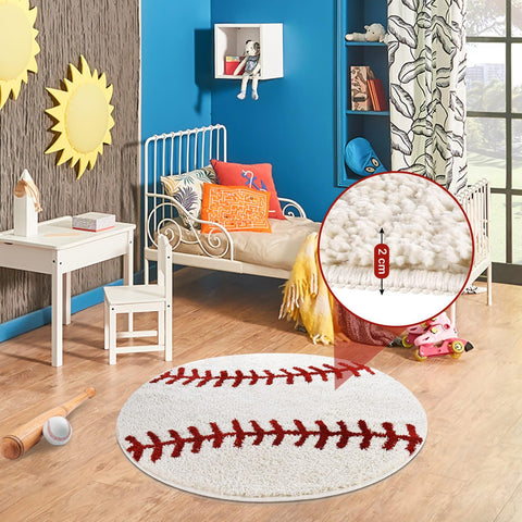 STEF Baseball Rug Round features TPR backing for reliable grip on hard floors