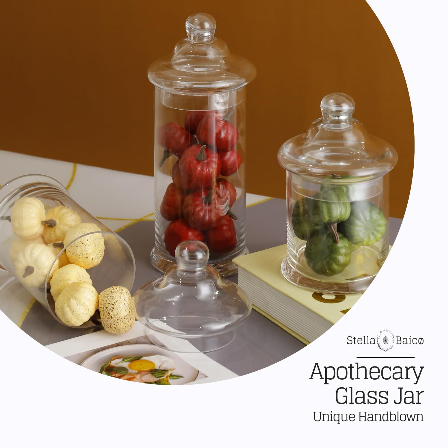 Stella Baicø glass apothecary jar set on display for stylish organization