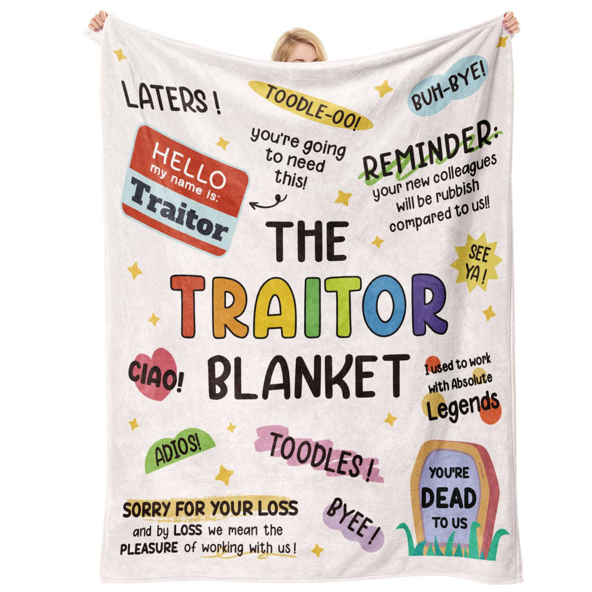 Stelogiift Traitor Blanket a cozy farewell gift for coworkers.