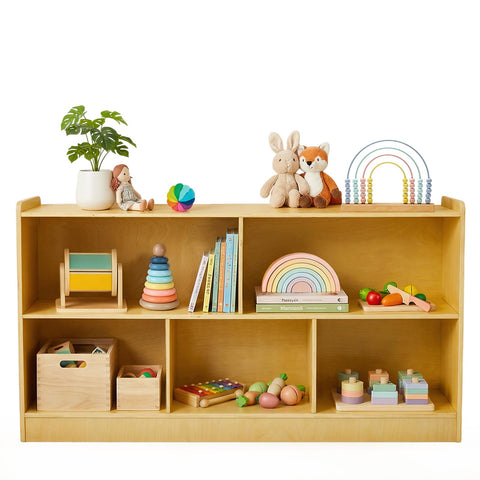 STEPLAY classroom-ready shelf supports organized play and independent choices.
