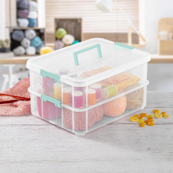 Sterilite 1427CLR compartments organize ornaments and keepsakes safely