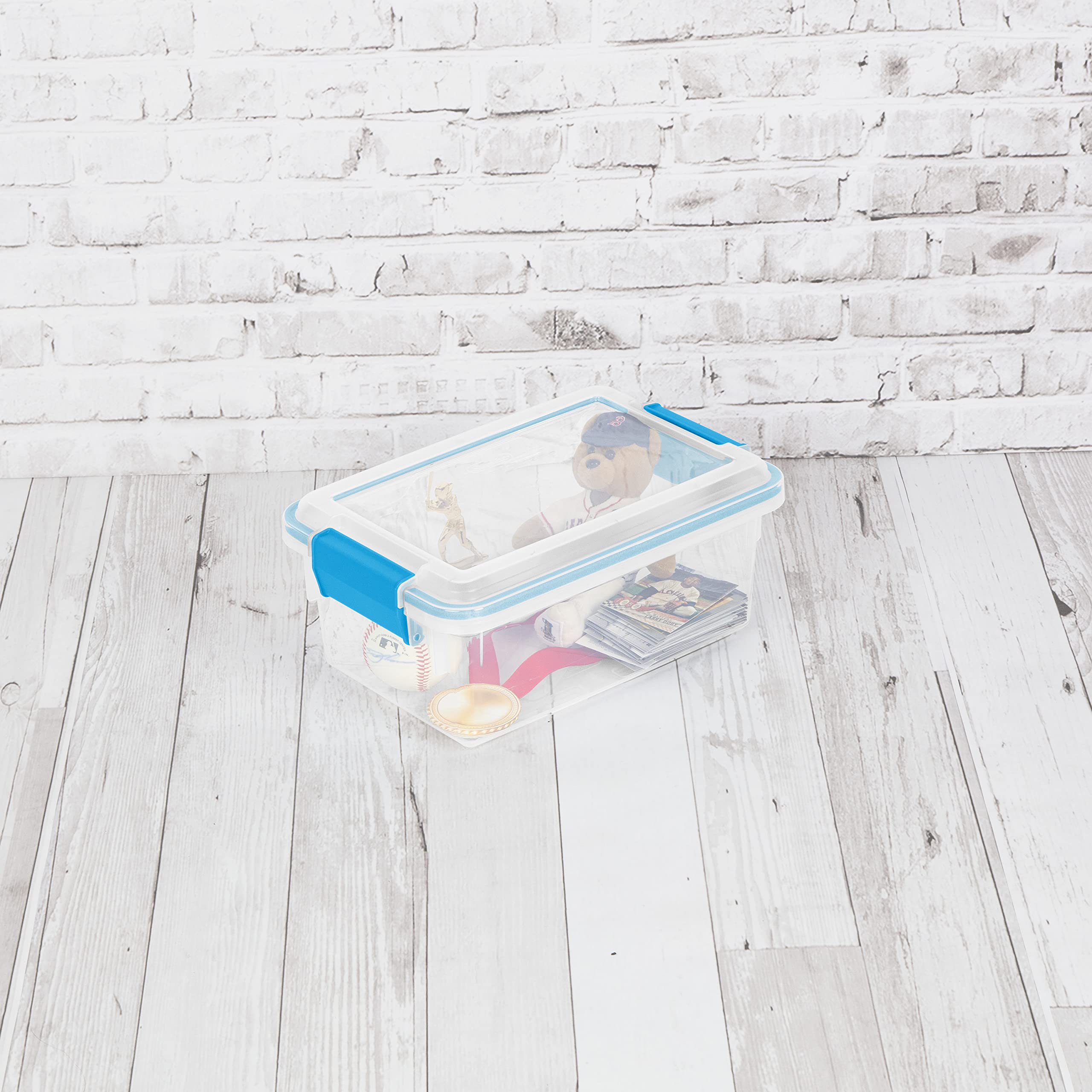 Sterilite 7.5 Qt box keeps newborn keepsakes organized and protected.