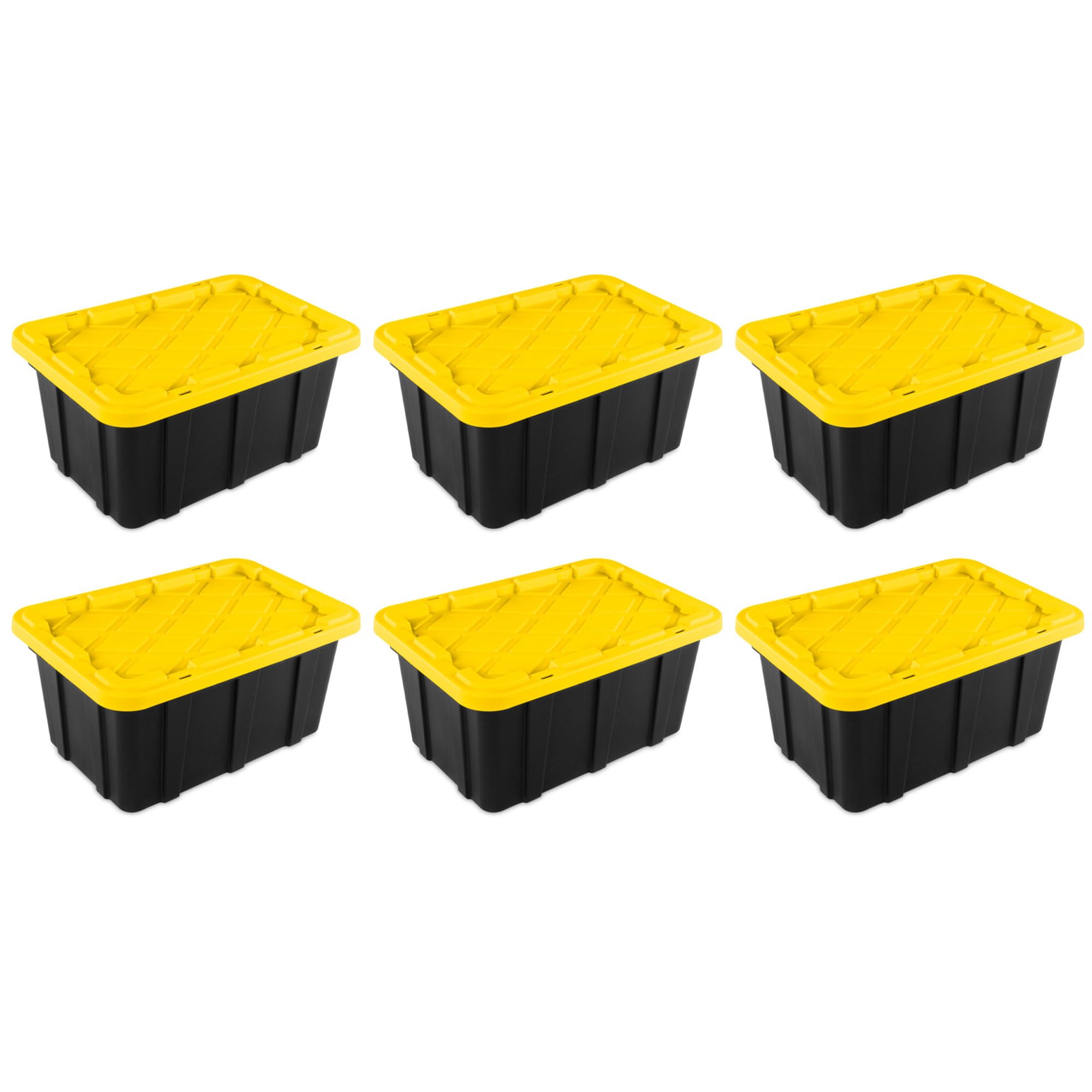 Sterilite 17 Gal Industrial Tote base shows reinforced walls for heavy-duty storage.