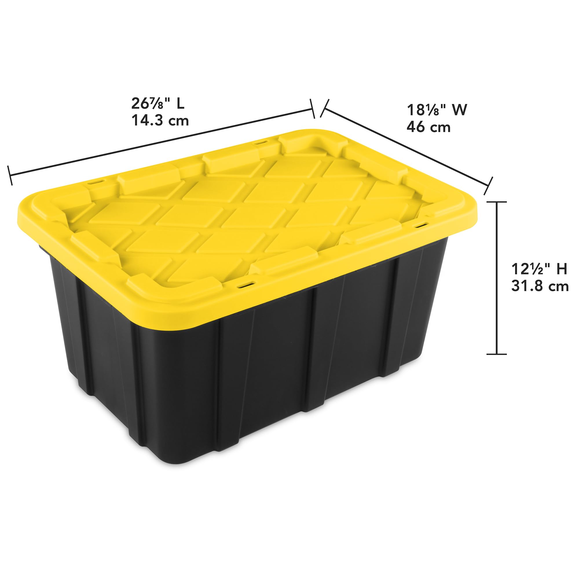 Sterilite 17 Gal Industrial Tote carry handles facilitate easy carriage.