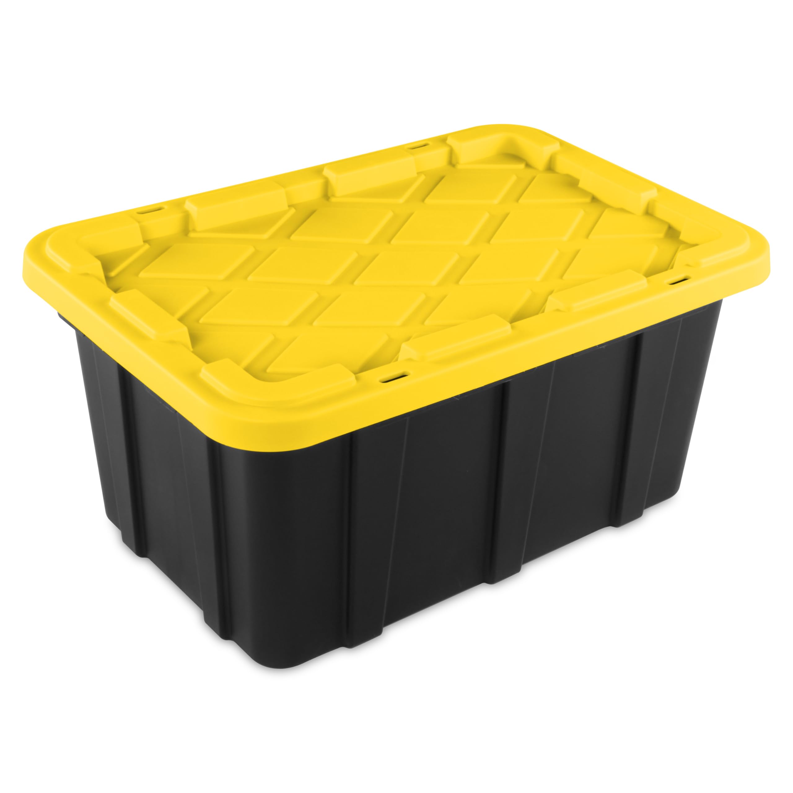 Sterilite 17 Gal Industrial Tote deep recessed lid enables stable stacking.