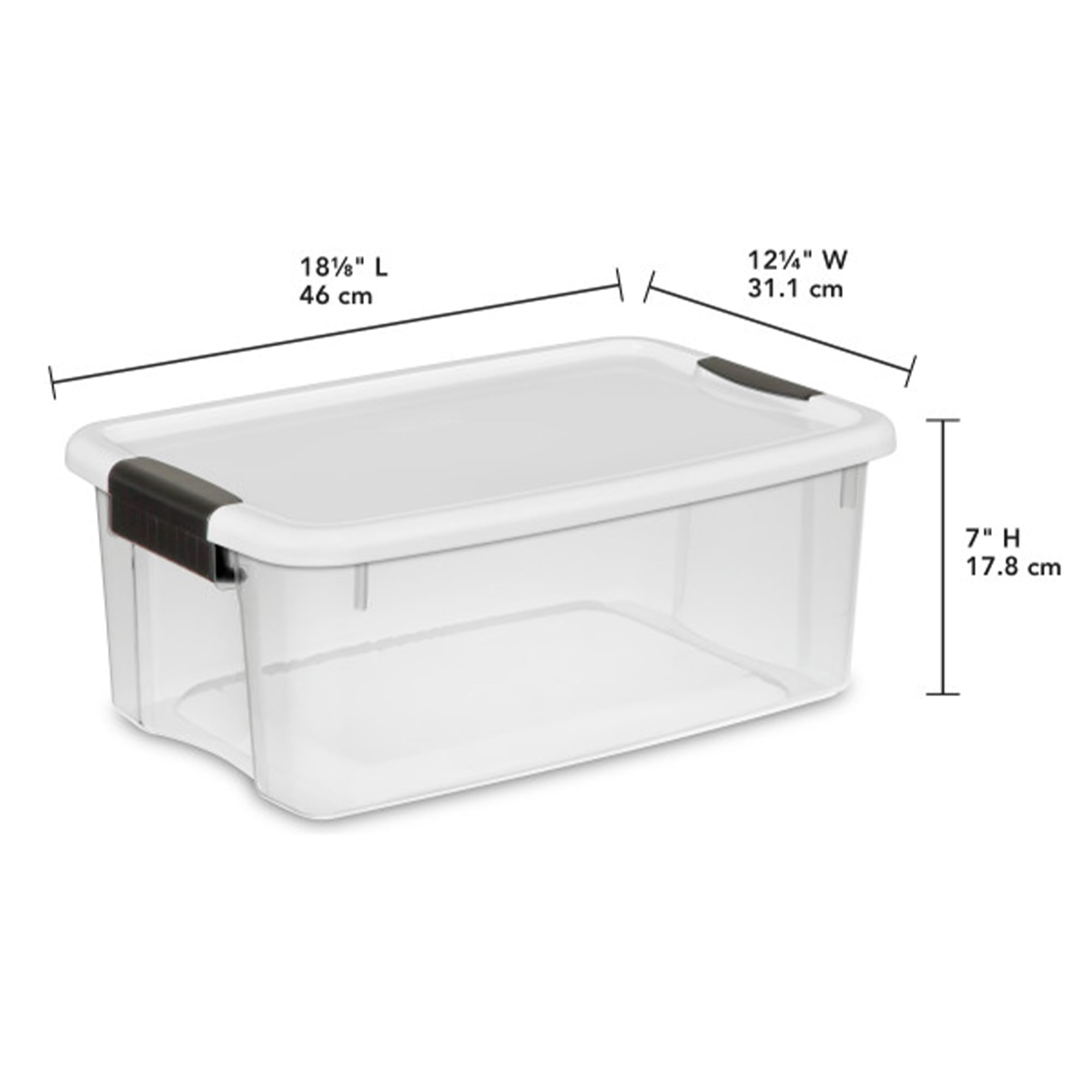 Sterilite clear storage bin shows items at a glance for easy access