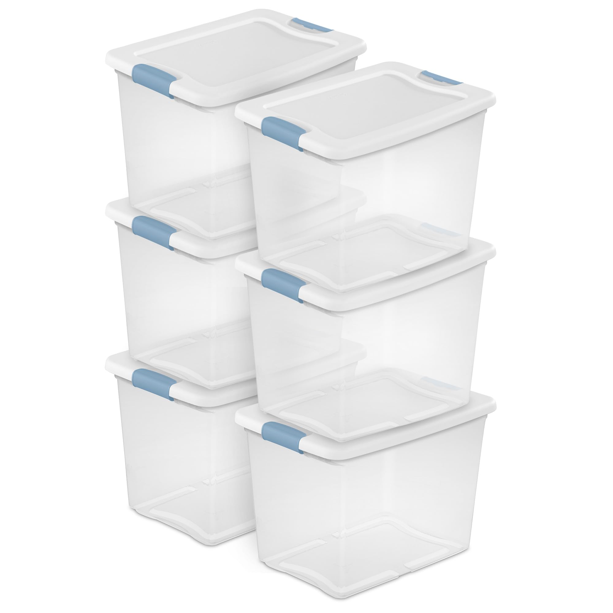 Sterilite 25-quart latching box under-bed with lid for discreet storage.